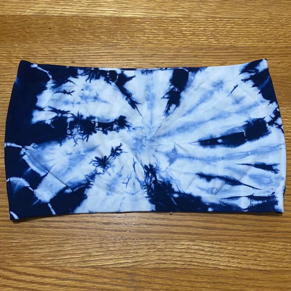 Tees By Tina Blue/White Tie Dye Bandeau One Size